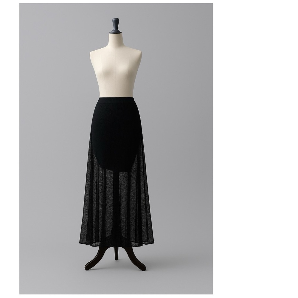 Chic Black High-Low Mesh Skirt